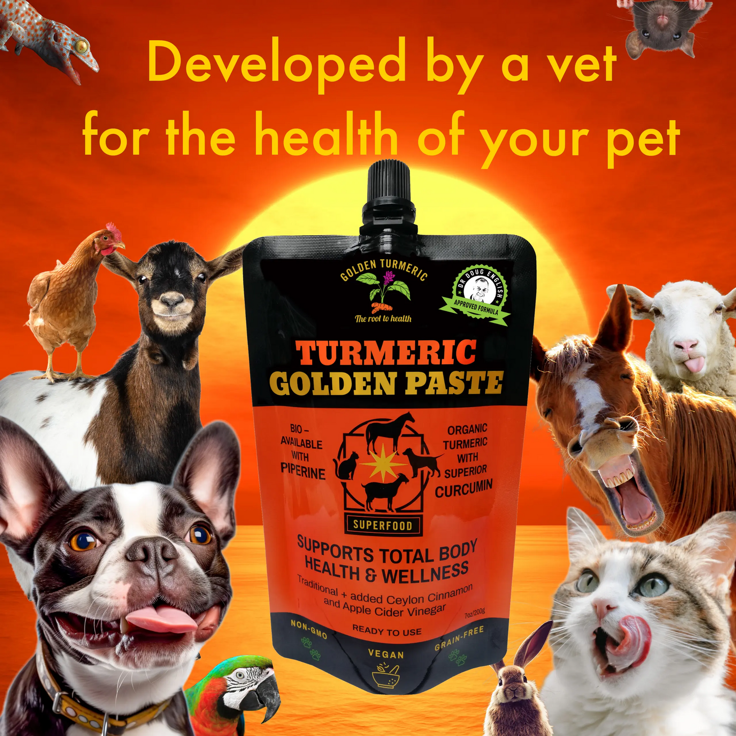 Golden paste for dogs, cats, horses and pets